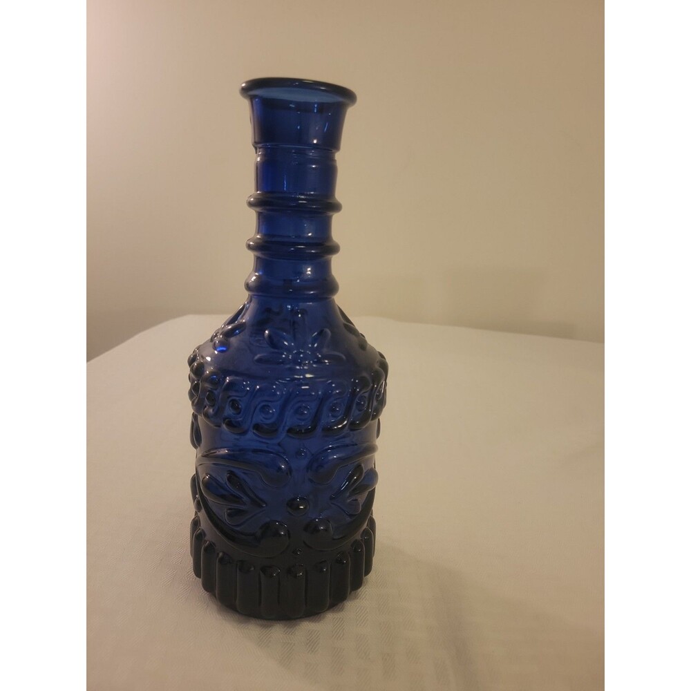 Vintage Jim Beam Glass Decanter Cobalt Blue Cork Stopper 1967 KY No Top